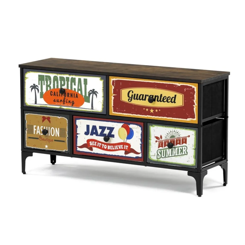 AUK-W2103 BK - Komoda 103x30x56cm, mdf, vícebarevná, AUK-W2103 BK