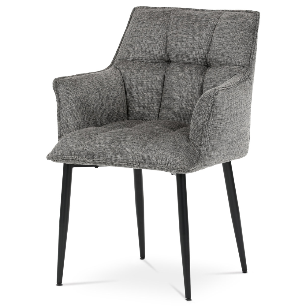 DCH-J2139 GREY2 - Židle jídelní, šedá vodoodpudivá látka, černý matný lak, kovové nohy