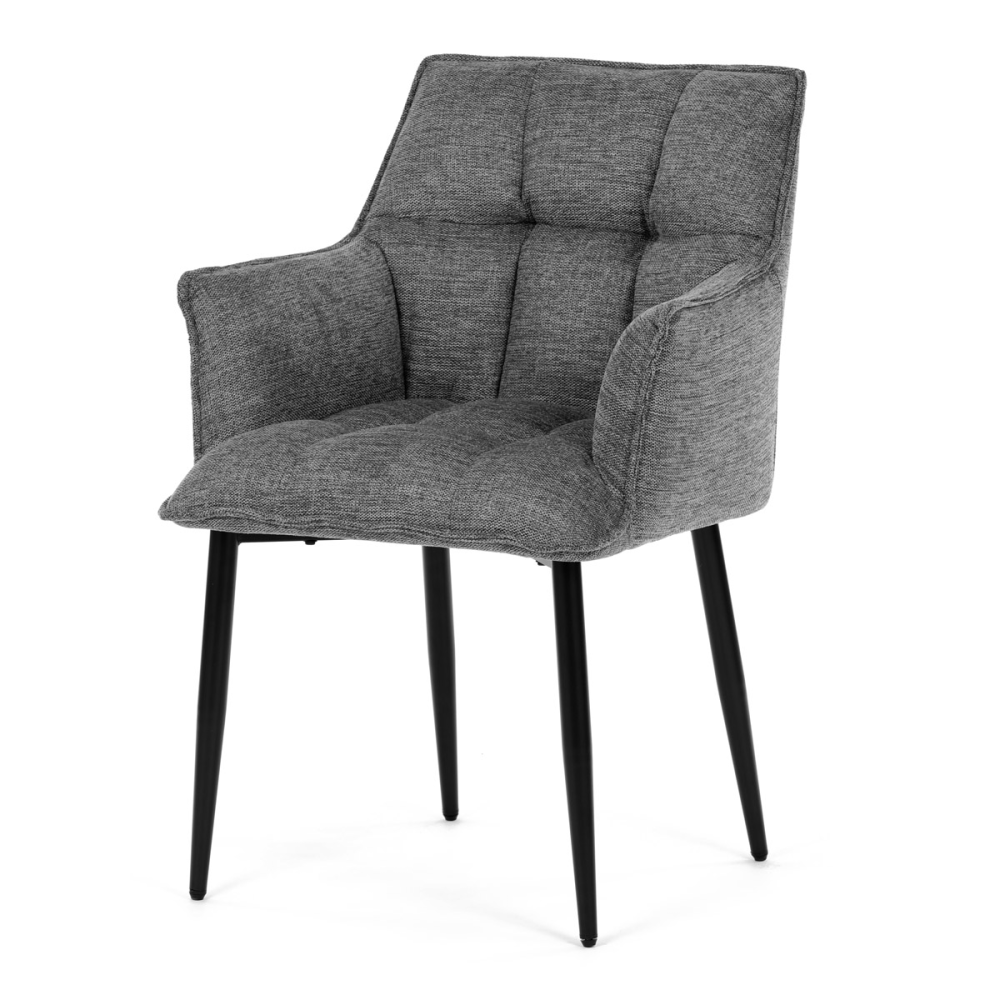 DCH-J2139 GREY2 - Židle jídelní, šedá vodoodpudivá látka, černý matný lak, kovové nohy