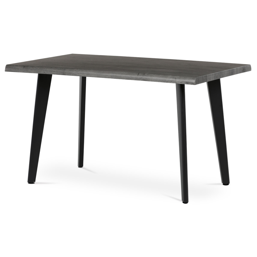 HT-F4413 GREY - Stůl jídelní, 130x80x75 cm, MDF deska, dekor šedý dub, kov, černý lak
