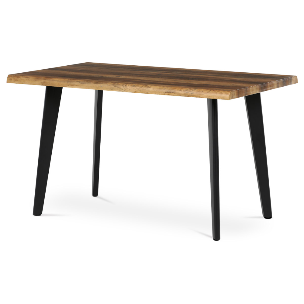 HT-F4413 OLW - Stůl jídelní, 130x80x75 cm, MDF deska, dekor staré dřevo, kov, černý lak