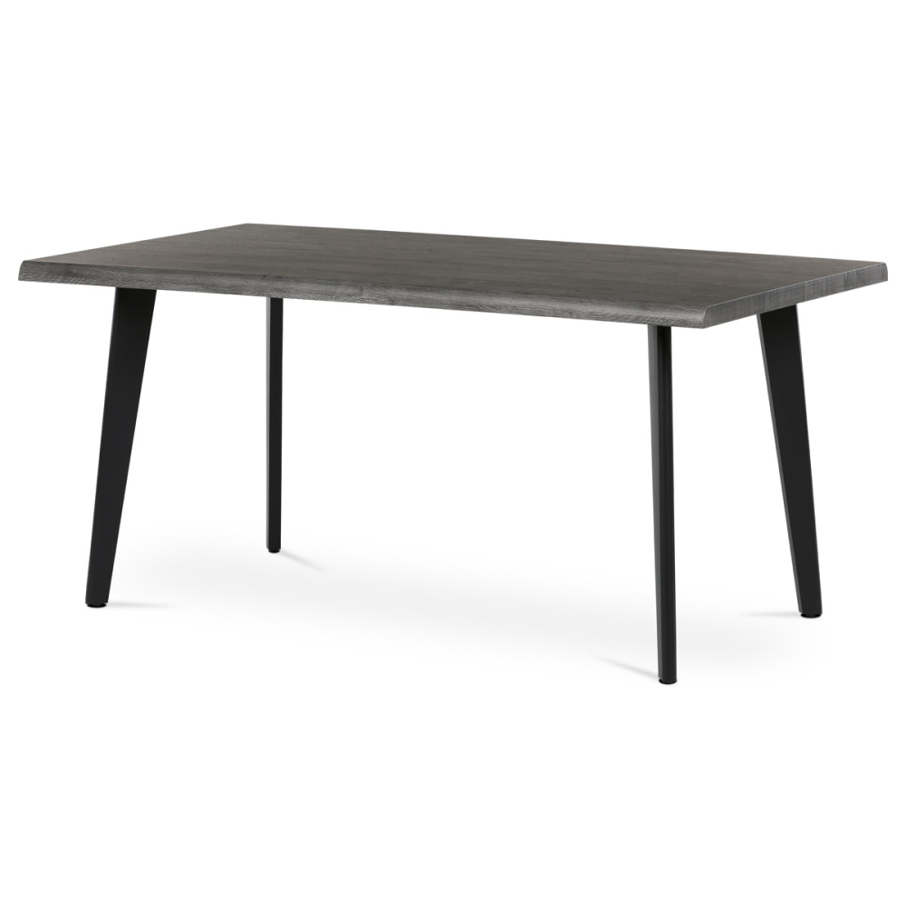 HT-F4416 GREY - Stůl jídelní, 160x90x75 cm, MDF deska, dekor šedý dub, kov, černý lak