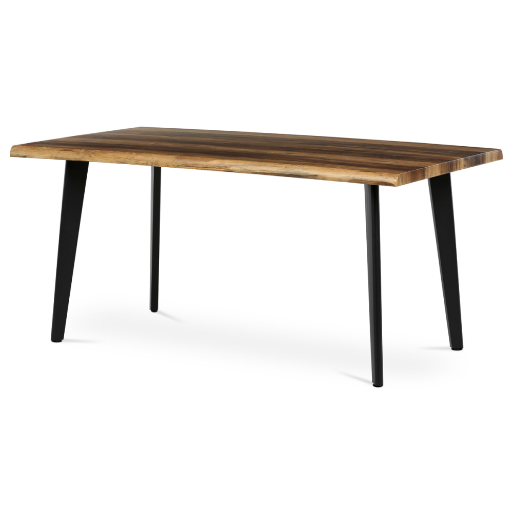 HT-F4416 OLW - Stůl jídelní, 160x90x75 cm, MDF deska, dekor staré dřevo, kov, černý lak