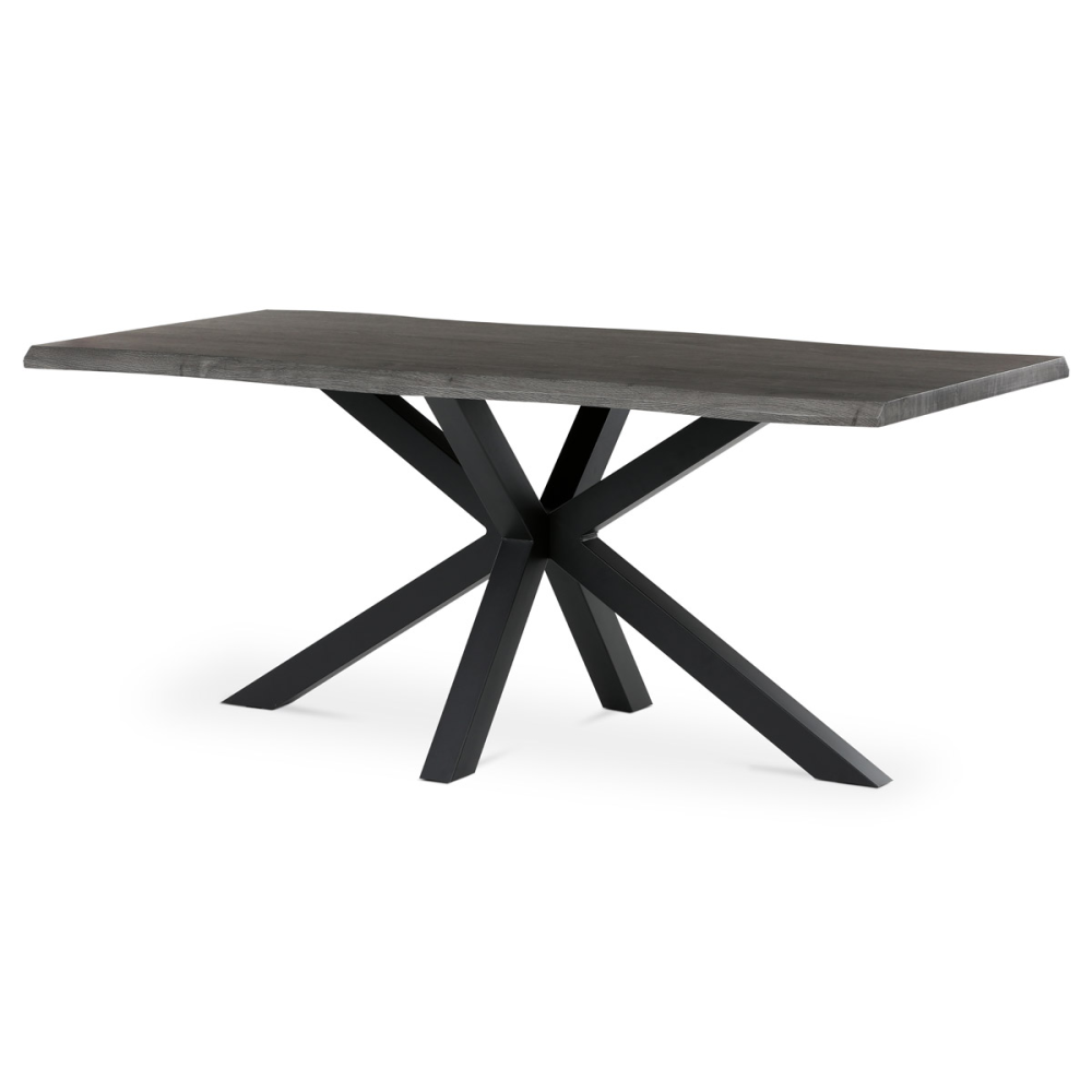 HT-F4618 GREY - Stůl jídelní, 180x90x75 cm, MDF deska, dekor šedý dub, kovová noha ve tvaru hvězdy, černý lak