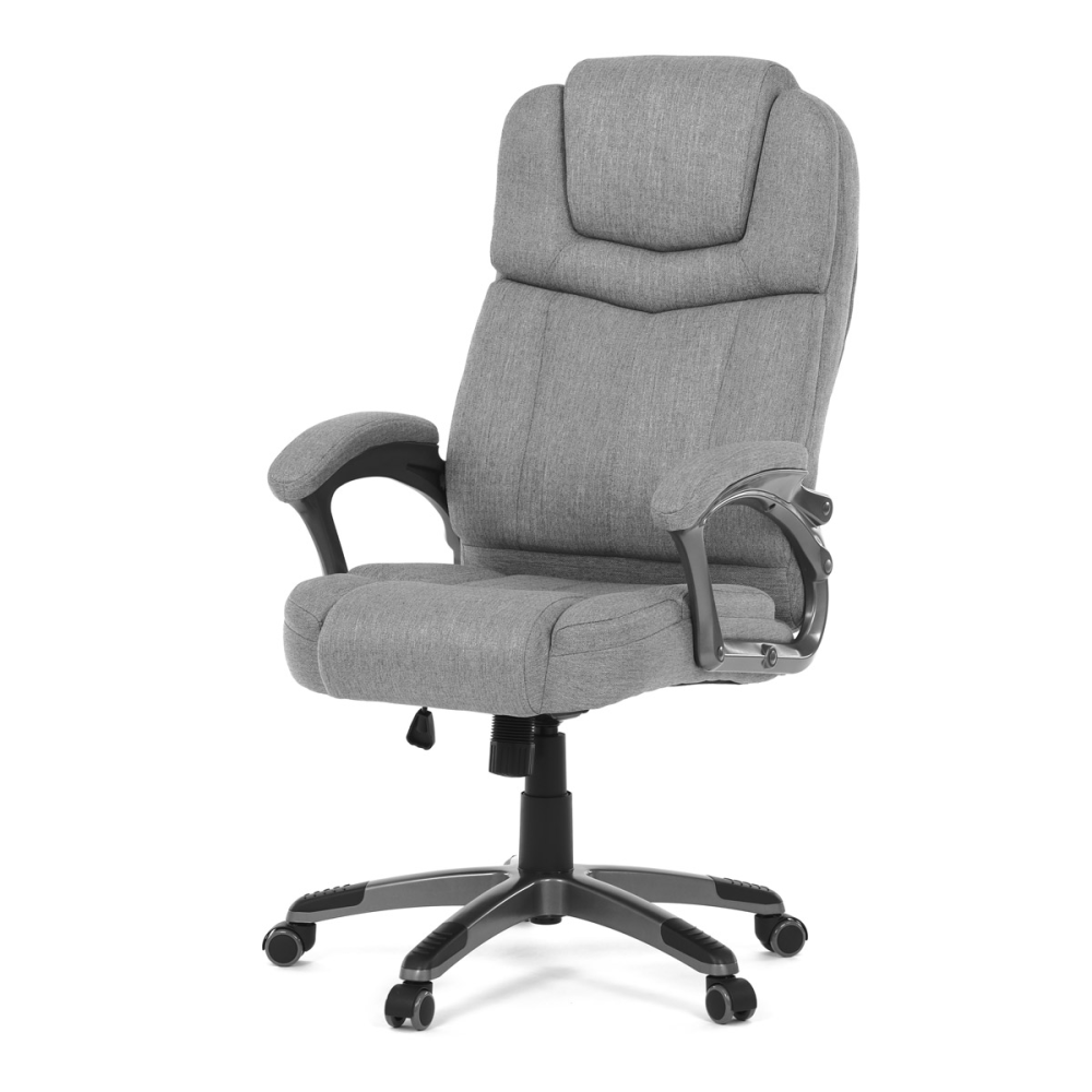 KA-C715 GREY2 - Křeslo kancelářská, šedá látka, šedý plastový kříž, kolečka na tvrdé povrchy