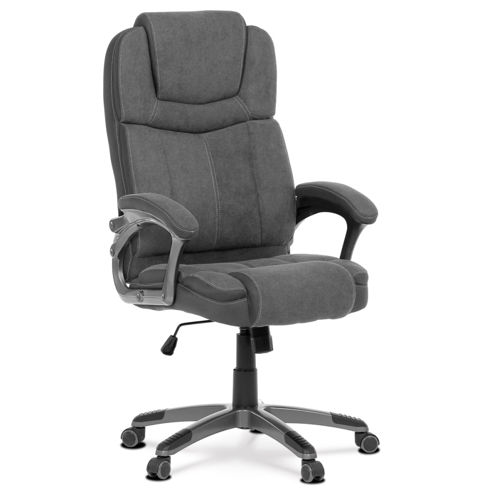 KA-C715 GREY2 - Křeslo kancelářská, šedá látka, šedý plastový kříž, kolečka na tvrdé povrchy