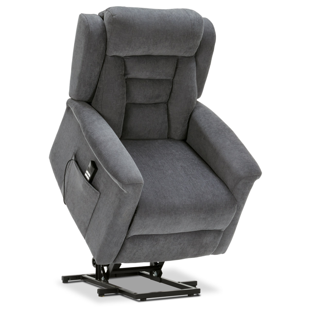 TV-7072 GREY2 - Relaxační křeslo s elektrickým ovládáním, pomoc při vstávání, potah šedá látka, 2 motory