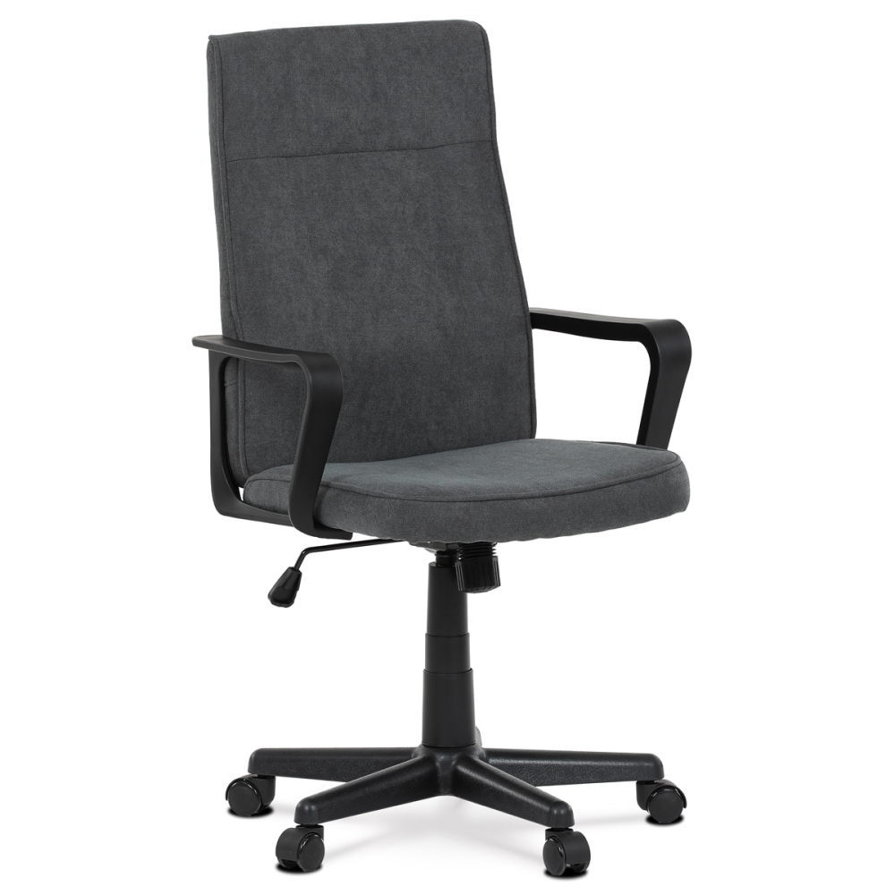 KA-L608 GREY2 - Kancelářská židle, černý plast, šedá látka, kolečka pro tvrdé podlahy