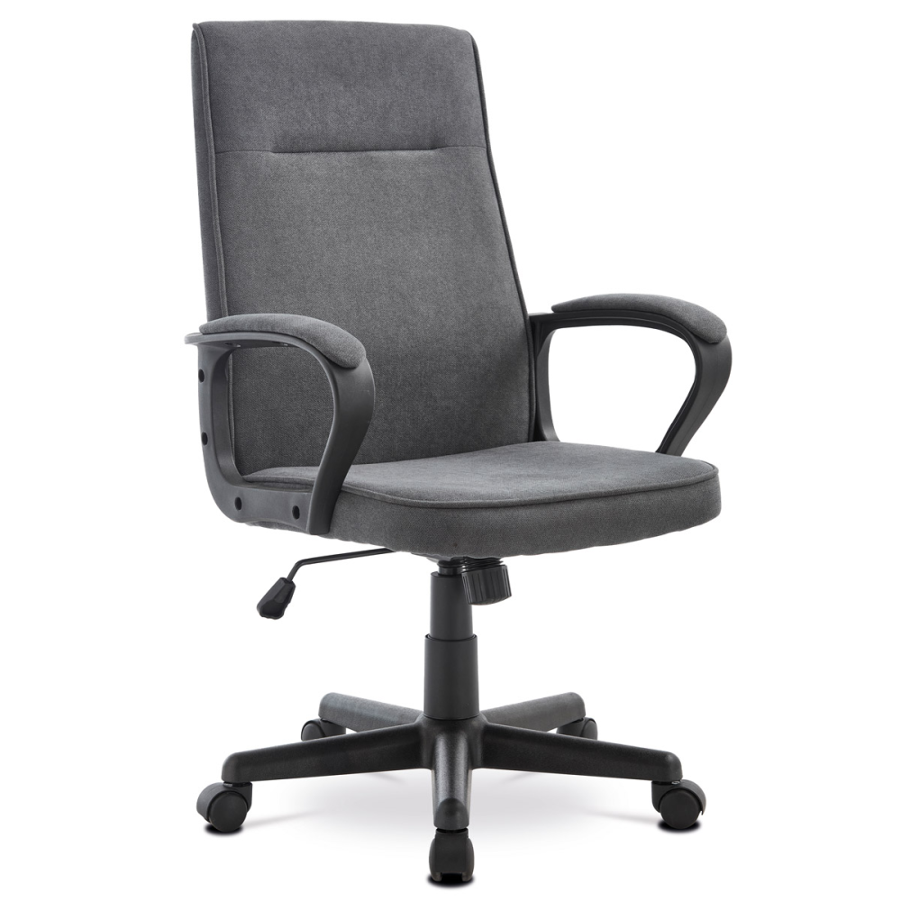 KA-L608 GREY2 - Kancelářská židle, černý plast, šedá látka, kolečka pro tvrdé podlahy