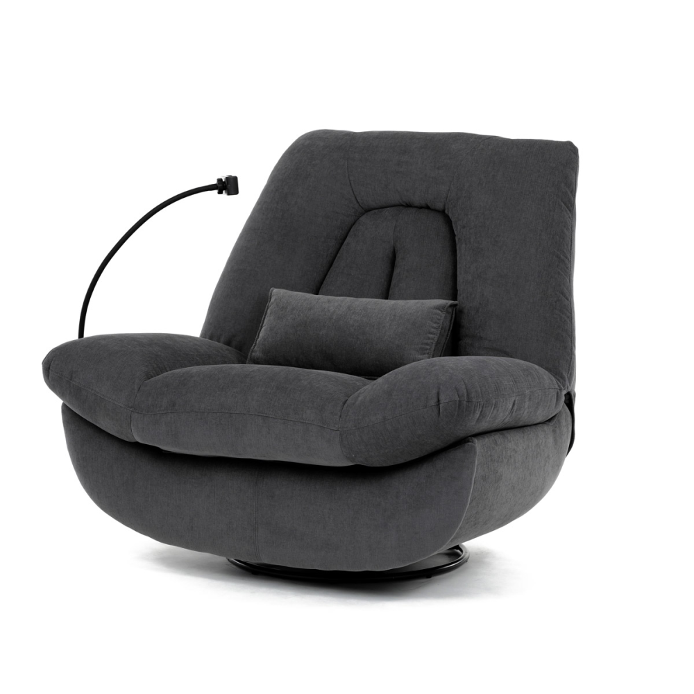 TV-7089 GREY2 - TV křeslo s elektrickým polohováním, hlasové ovládání (ENG), reproduktor, podsvícení, držák telefonu, uložný box