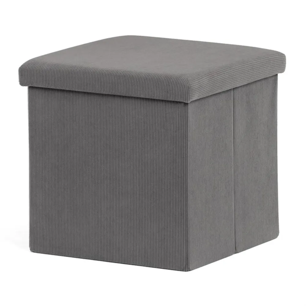 TAB-471 GREY6 - Taburet s úložným prostorem, šedá, manšestrová látka, TAB-471 GREY6