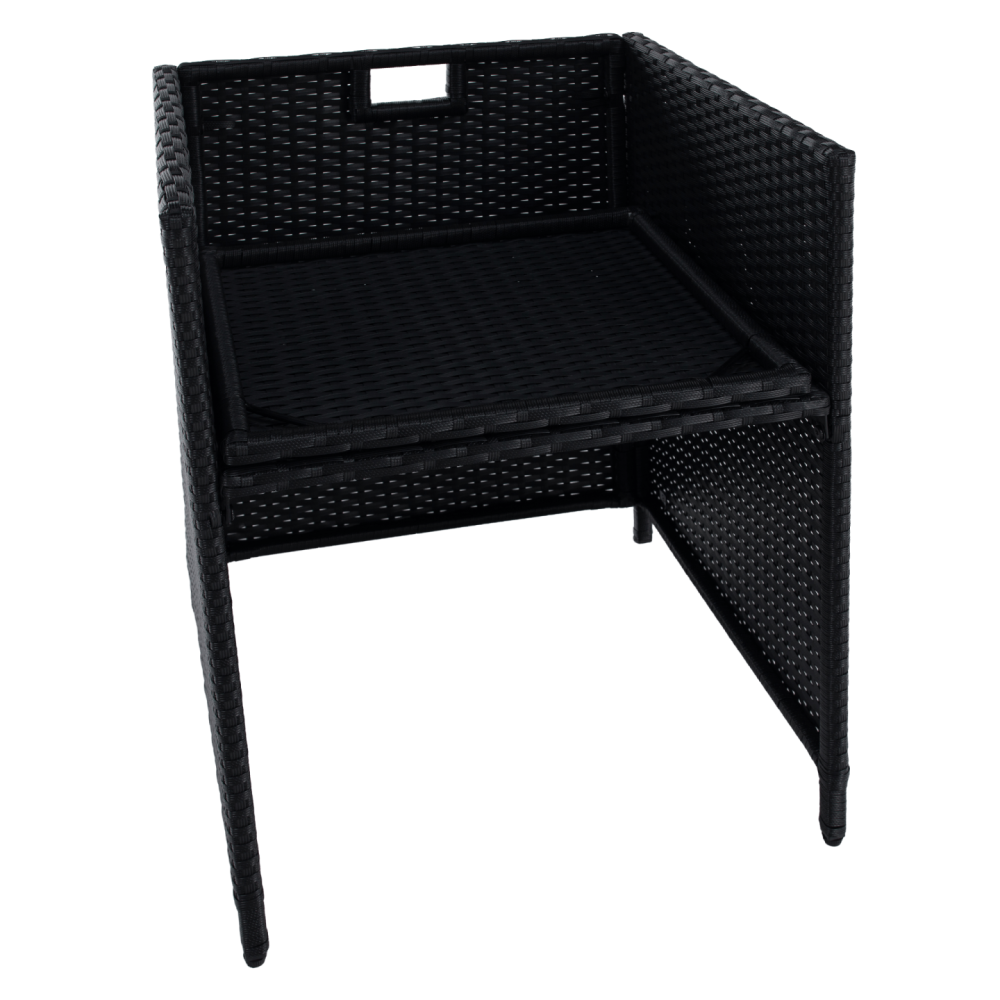 Zahradní ratanový set, akáciové dřevo, černá/krémová/přírodní, MELFORD