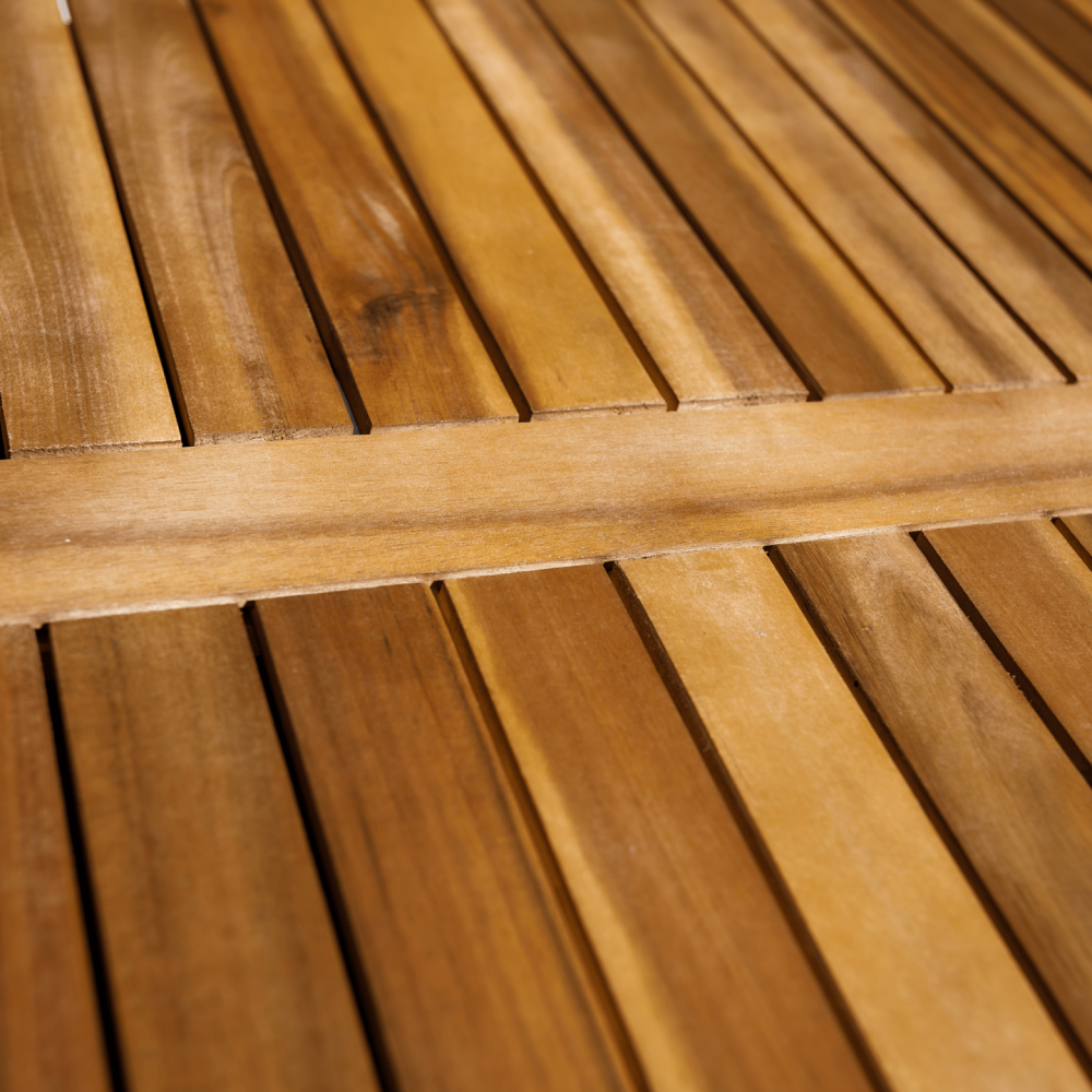 Zahradní ratanový set, akáciové dřevo, černá/krémová/přírodní, MELFORD