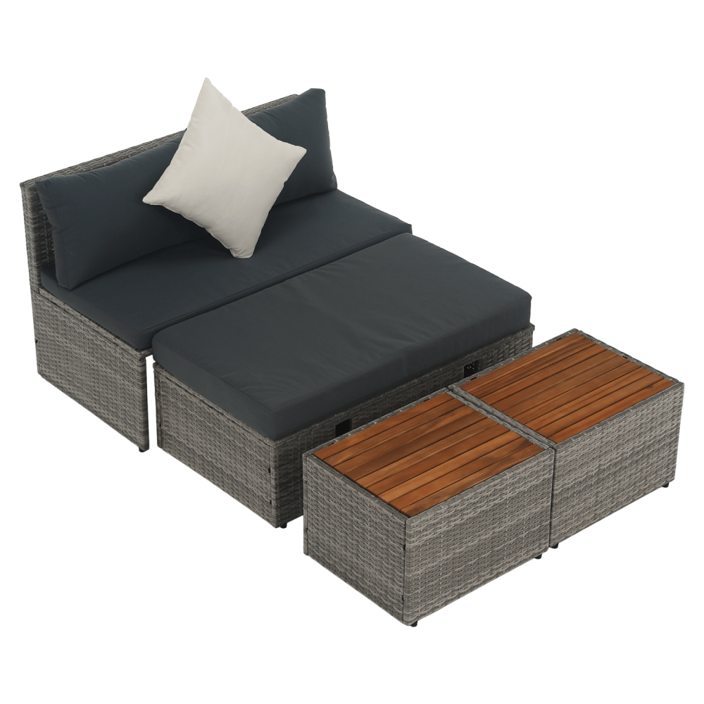 Zahradní ratanový set, šedá/přírodní/krémová, DEBRA