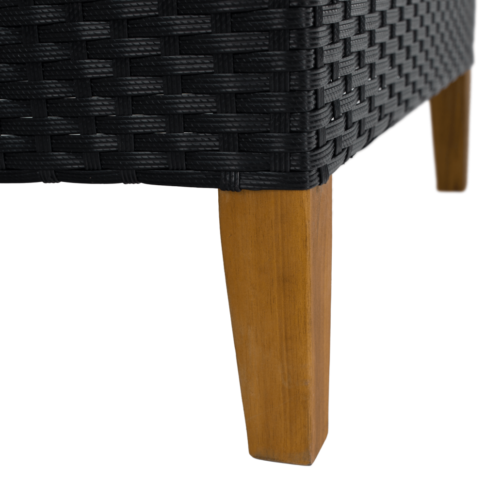 Zahradní ratanový set, akáciové dřevo, černá/šedá/přírodní, MALKOM