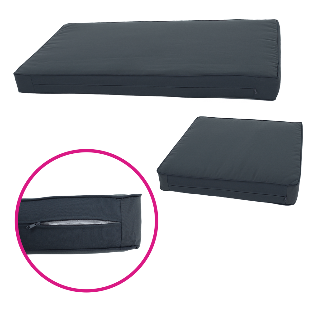 Zahradní ratanový set, akáciové dřevo, černá/šedá/přírodní, MALKOM