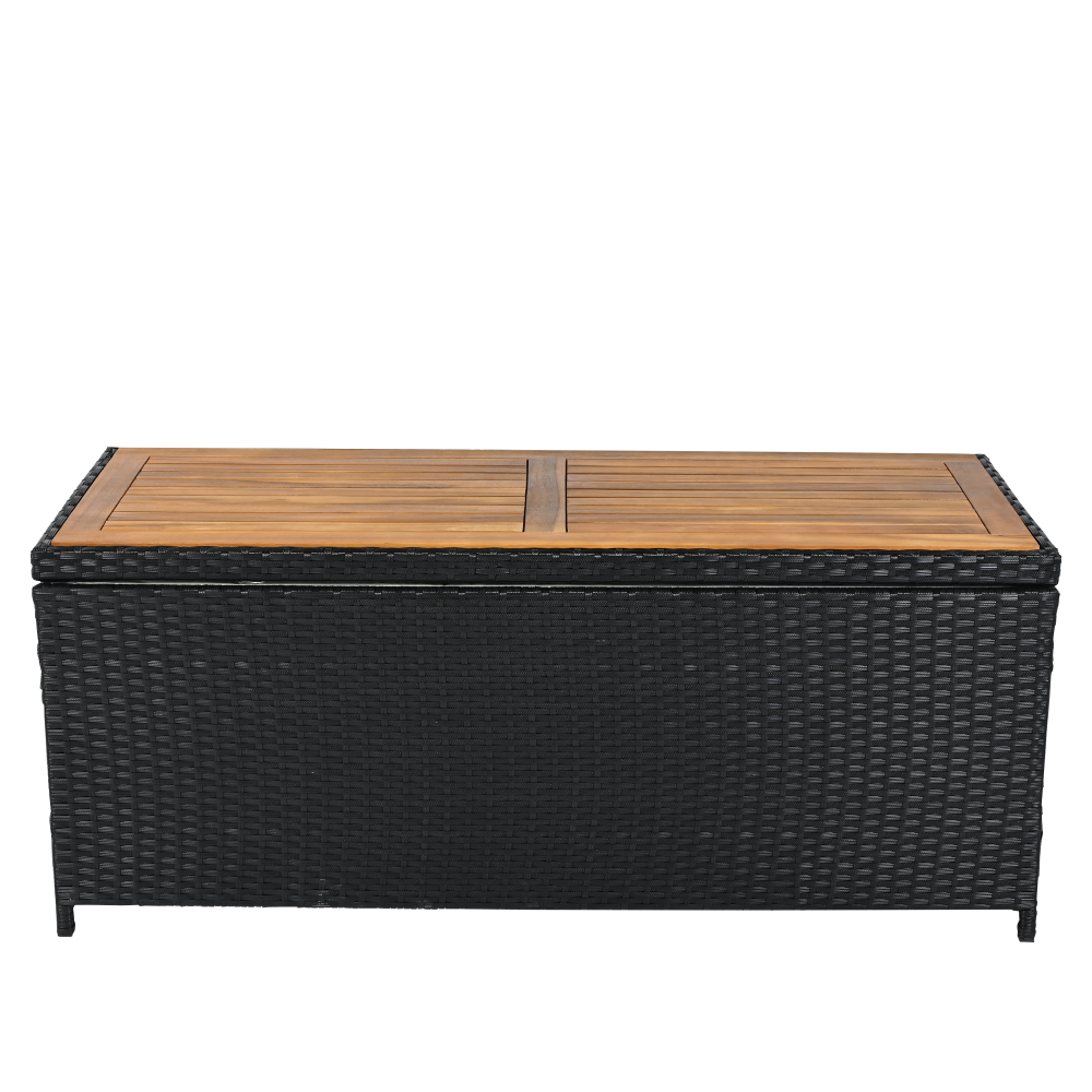 Zahradní úložný box/lavice, černá/přírodní/krémová, BEMUS