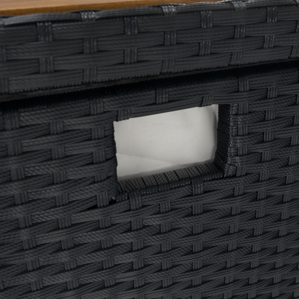 Zahradní úložný box/lavice, černá/přírodní/krémová, BEMUS