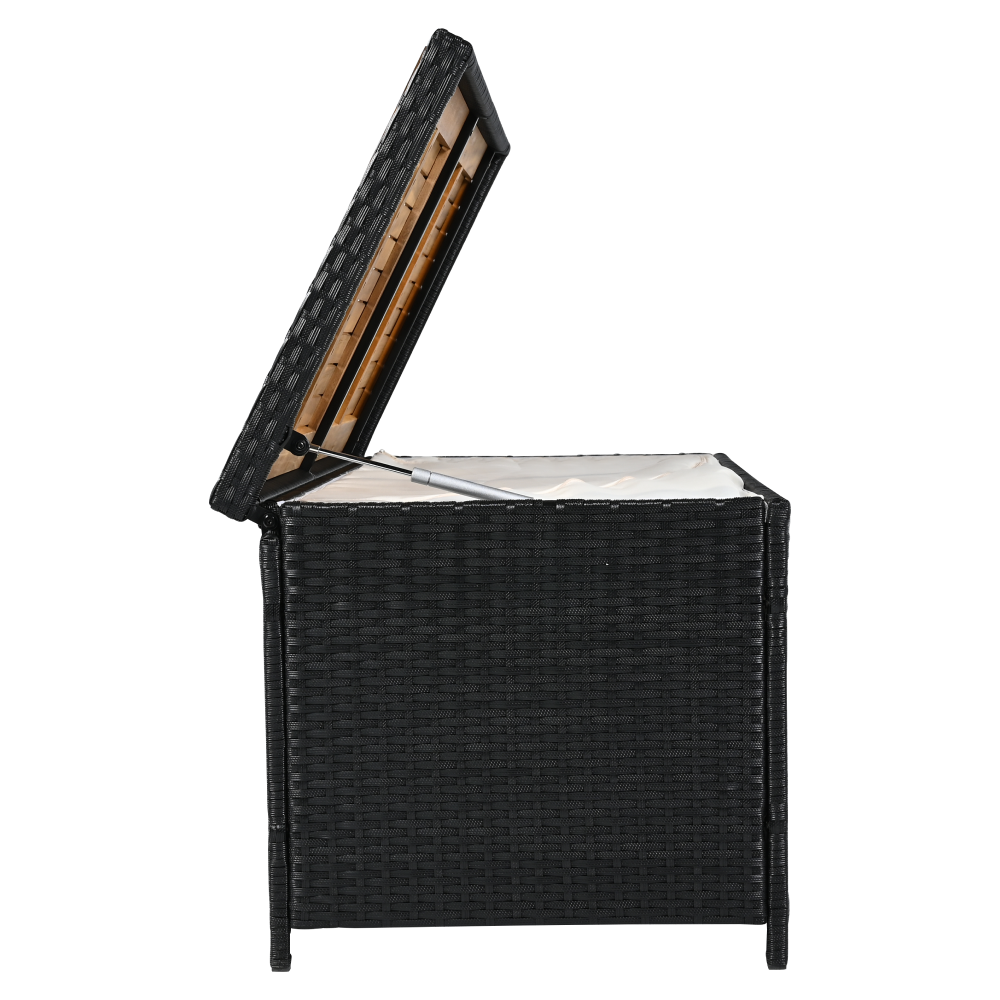 Zahradní úložný box/lavice, černá/přírodní/krémová, BEMUS