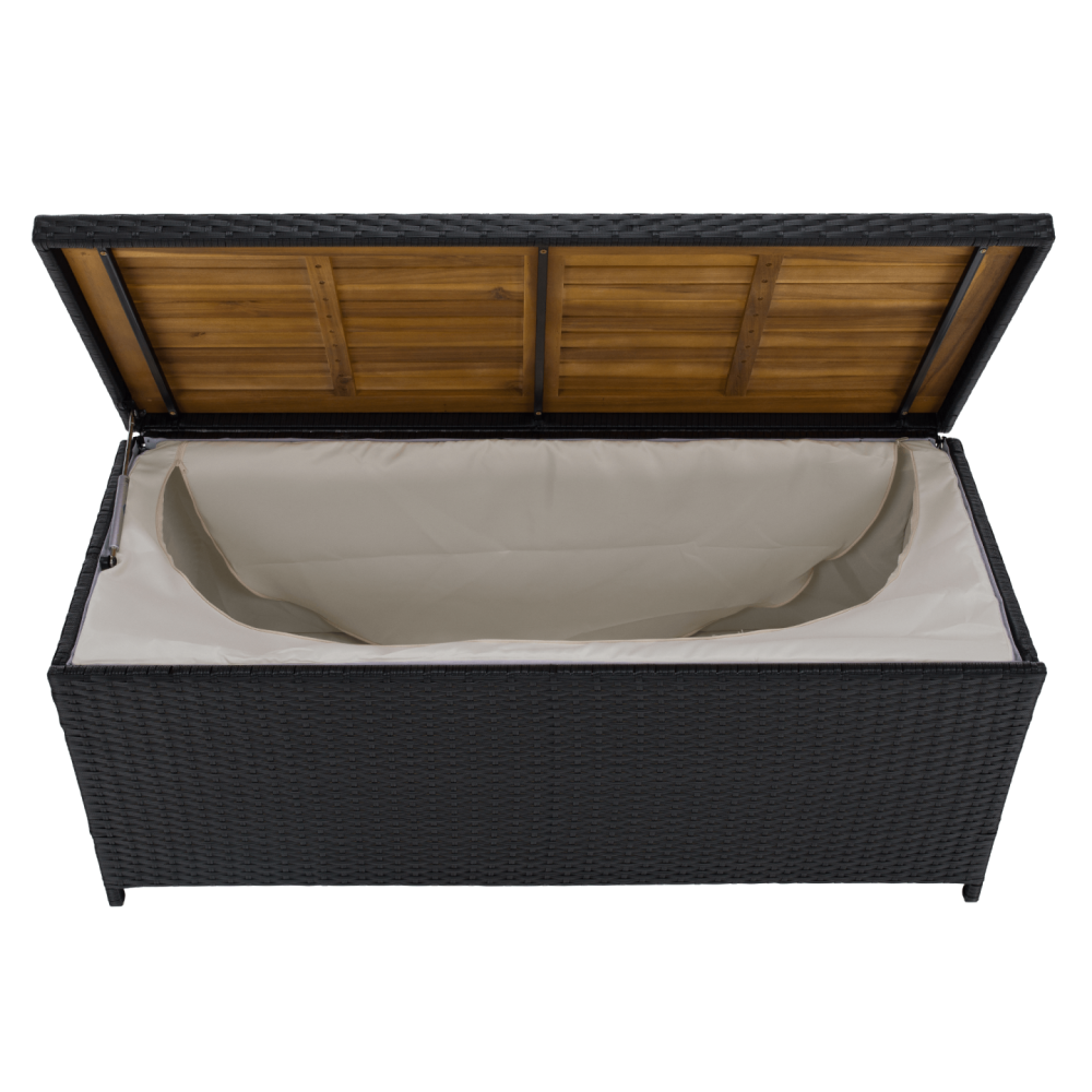 Zahradní úložný box/lavice, černá/přírodní/krémová, BEMUS