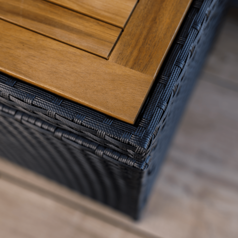 Zahradní úložný box/lavice, černá/přírodní/krémová, BEMUS