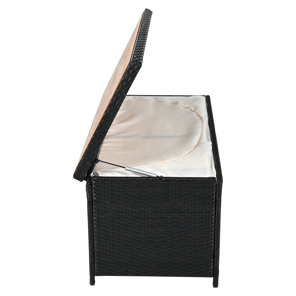 Zahradní úložný box/lavice, černá/přírodní/krémová, BEMUS