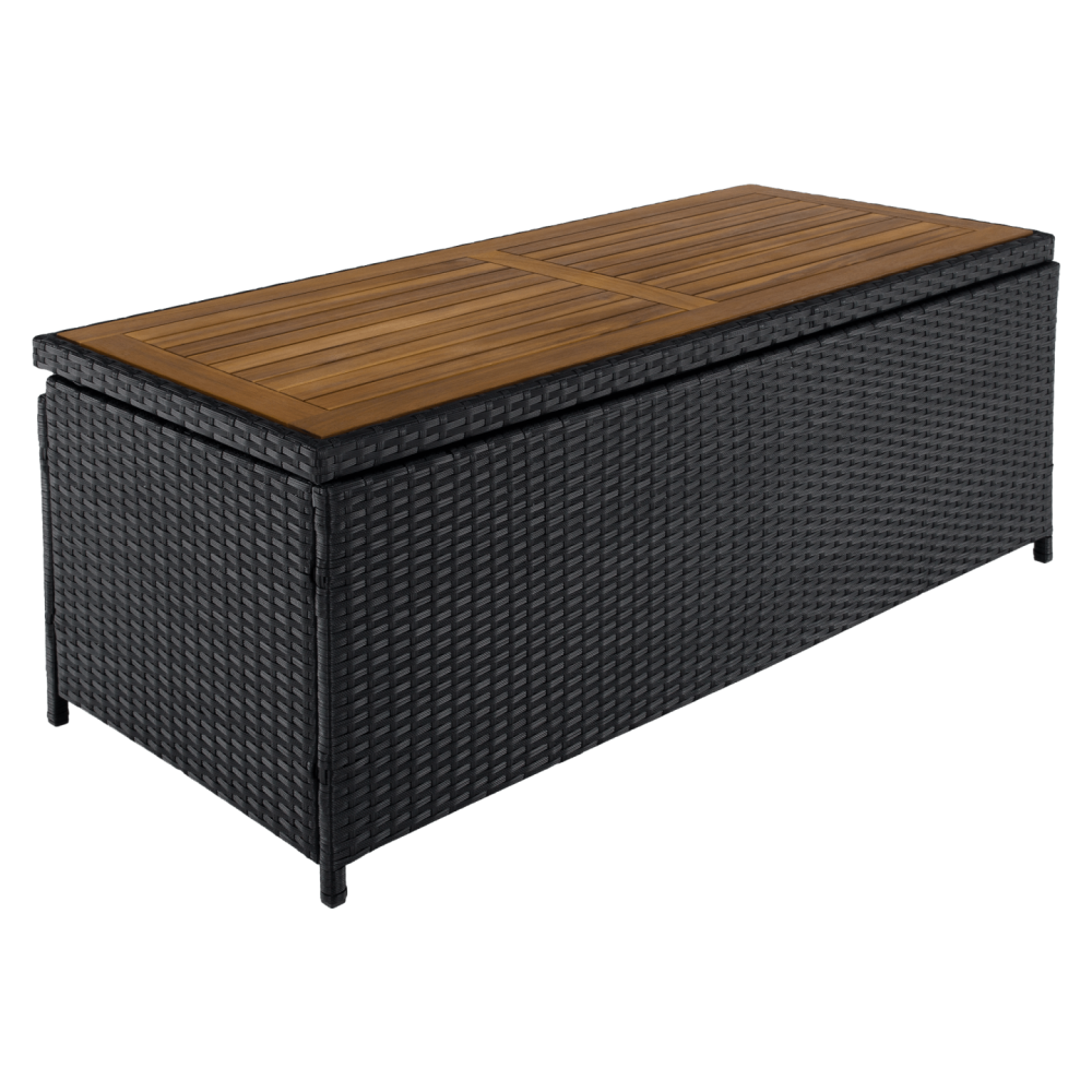 Zahradní úložný box/lavice, černá/přírodní/krémová, BEMUS