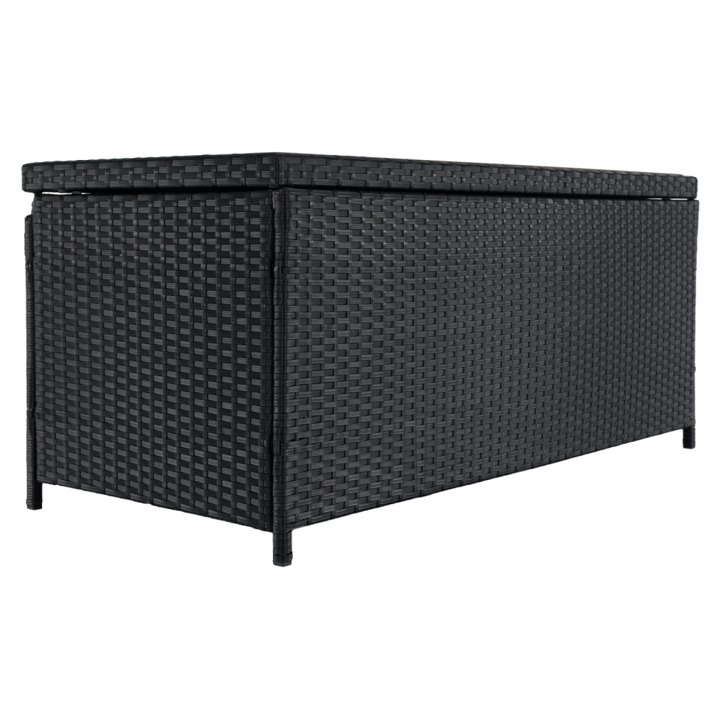 Zahradní úložný box/lavice, černá/přírodní/krémová, BEMUS