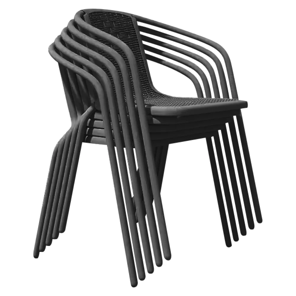 Zahradní stohovatelná židle, černá, ocel/plast, FRENY