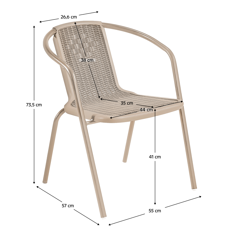 Zahradní stohovatelná židle, champagne, ocel/plast, FRENY