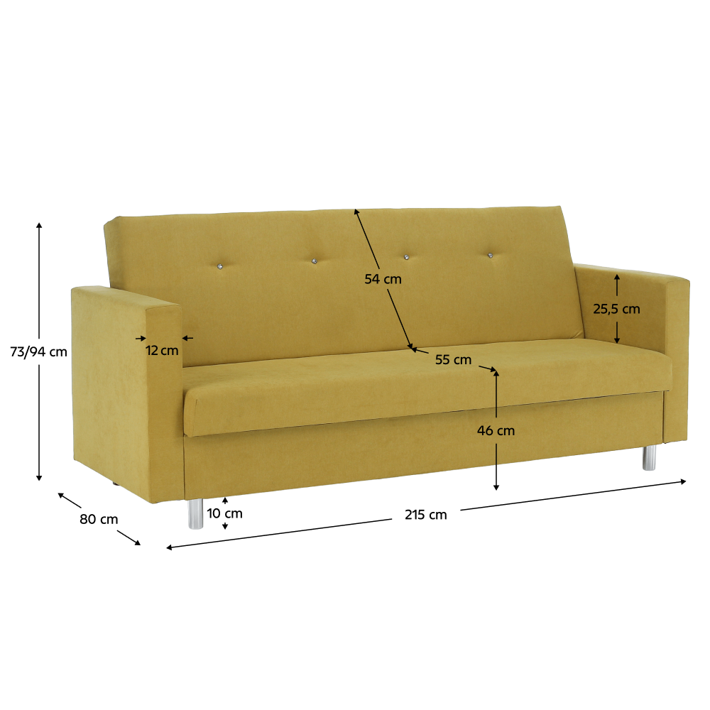 Rozkládací pohovka, žlutá, LILANA