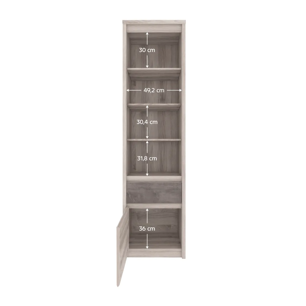 Otevřený regál 1D1S, kaštan nairobi/onyx, JESI NEW