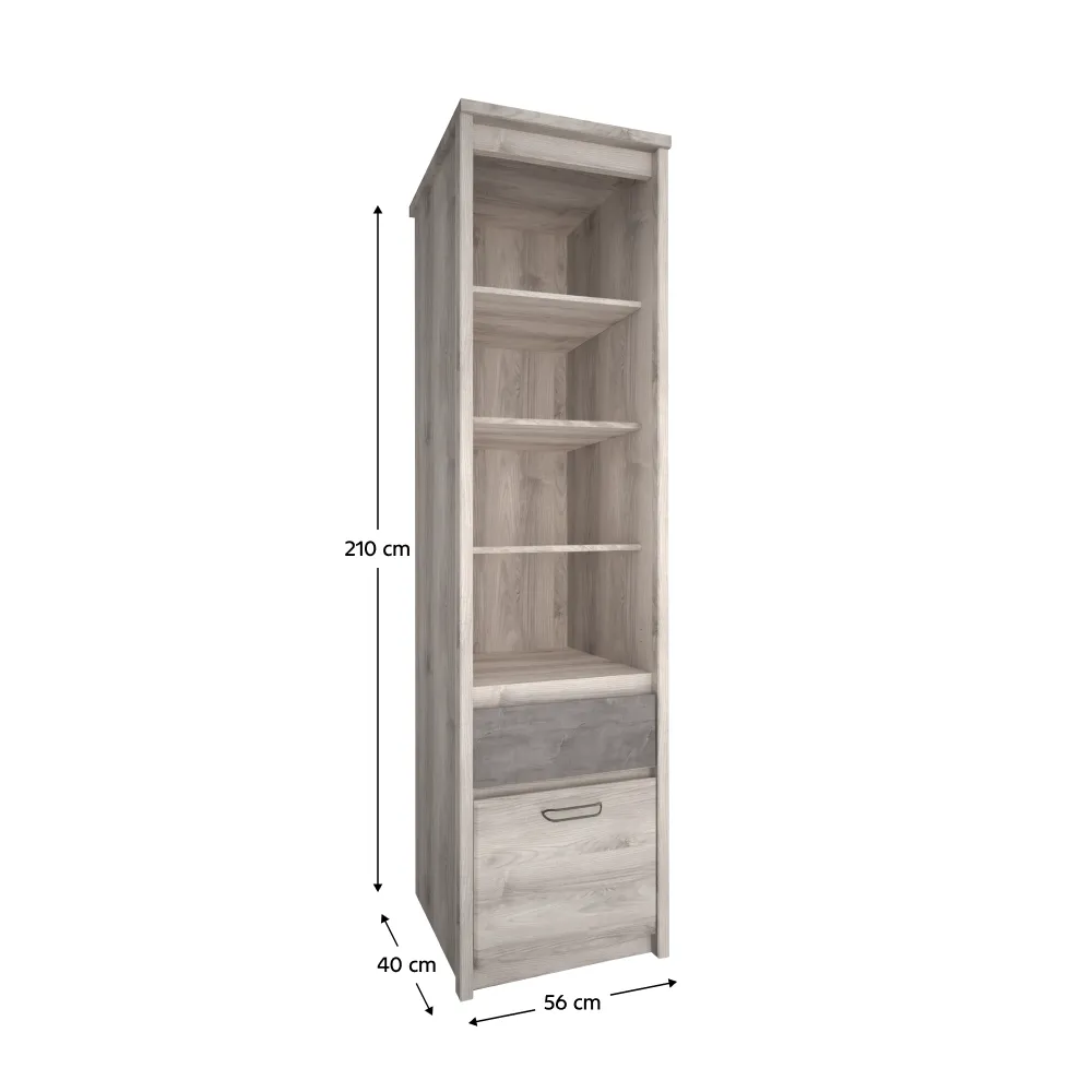 Otevřený regál 1D1S, kaštan nairobi/onyx, JESI NEW