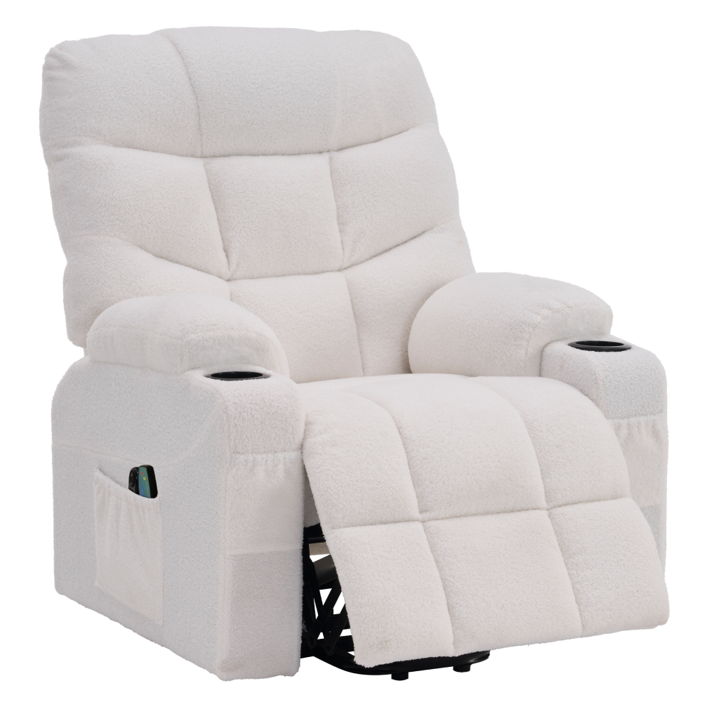 Masážní polohovací křeslo, bílá, HUDSON