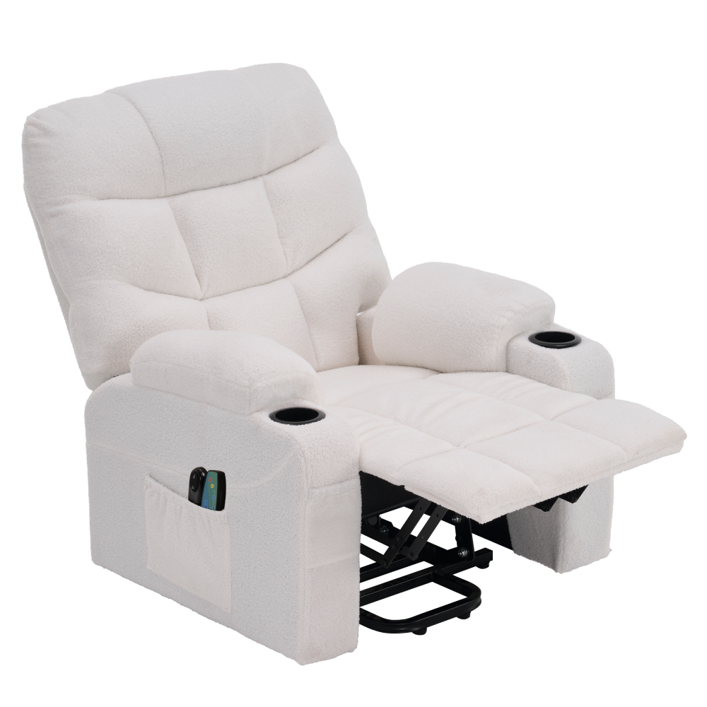 Masážní polohovací křeslo, bílá, HUDSON