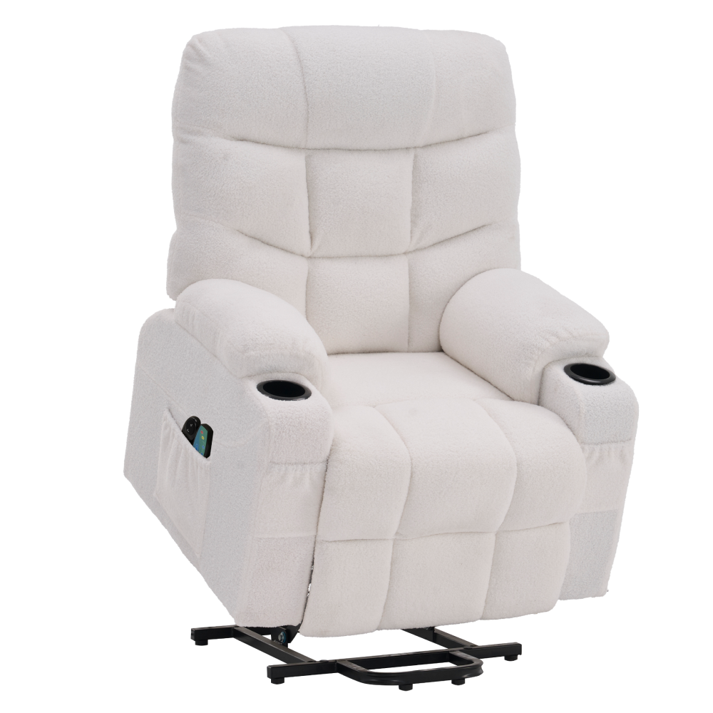 Masážní polohovací křeslo, bílá, HUDSON