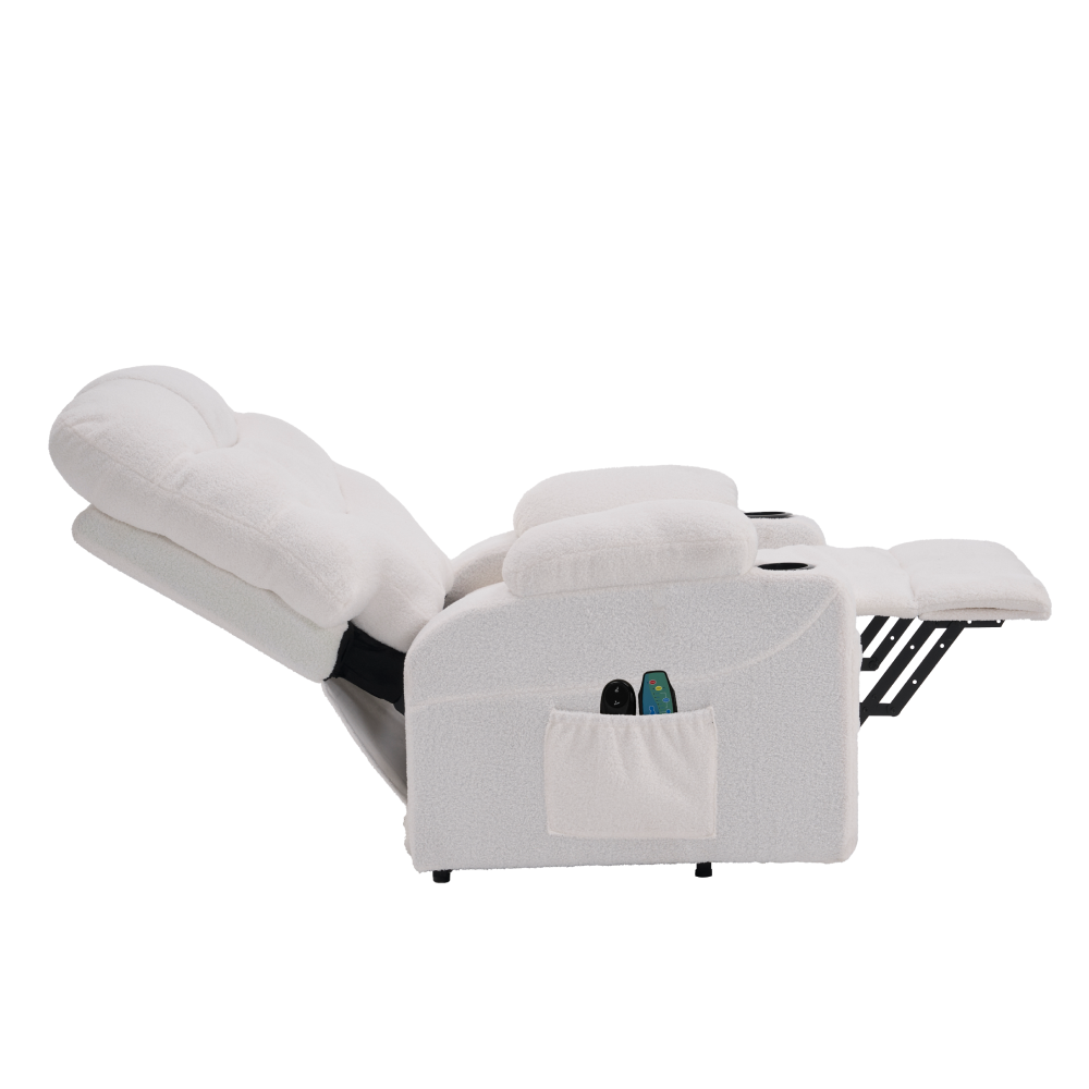 Masážní polohovací křeslo, bílá, HUDSON