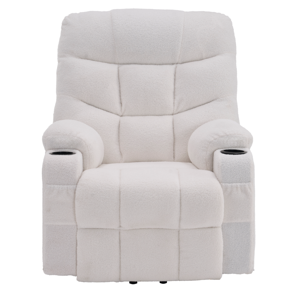 Masážní polohovací křeslo, bílá, HUDSON