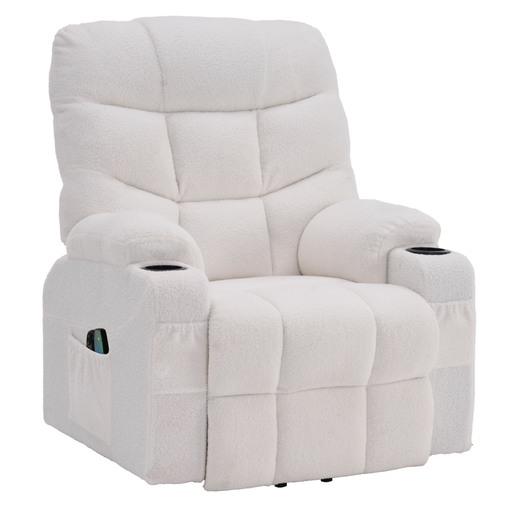 Masážní polohovací křeslo, bílá, HUDSON