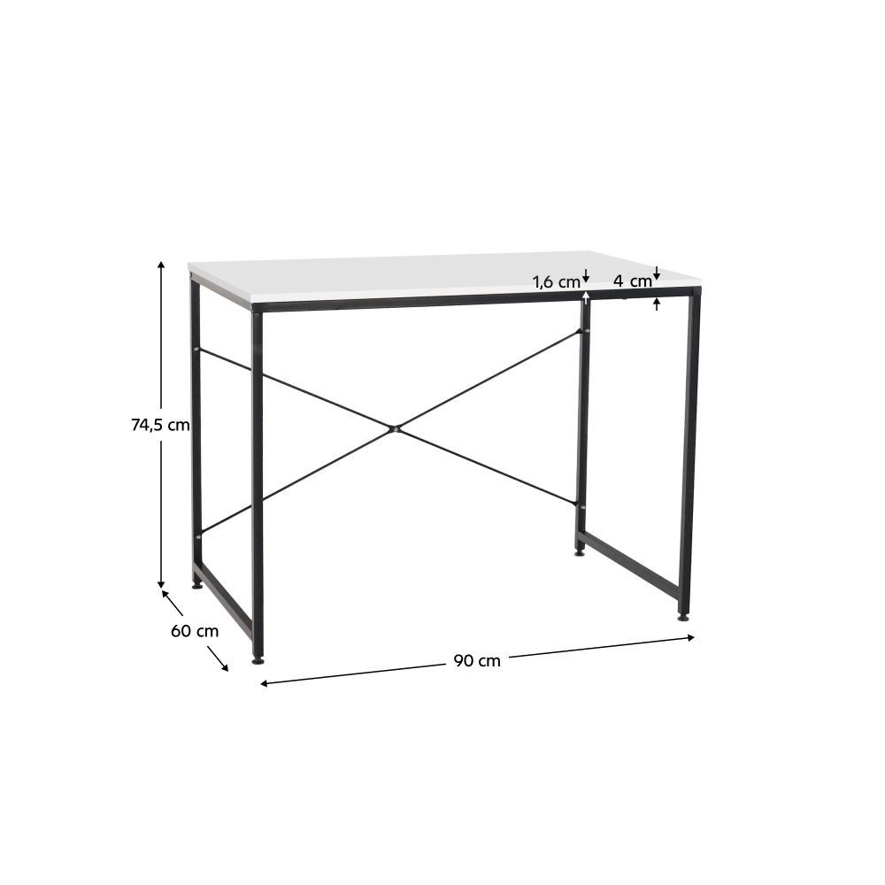 Psací stůl, bílá/černá, 90x60 cm, MELLORA