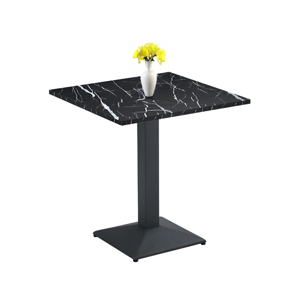 Jídelní bistro stůl, černý mramor/černá, 70x70 cm, RINALDO TYP 1
