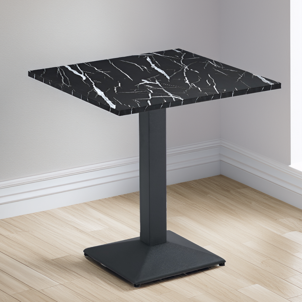 Jídelní bistro stůl, černý mramor/černá, 70x70 cm, RINALDO TYP 1