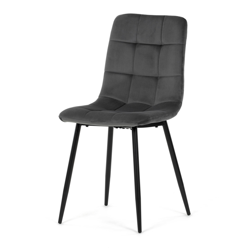 CT-281 GREY4 - Židle jídelní, šedá sametová látka, nohy černý kov