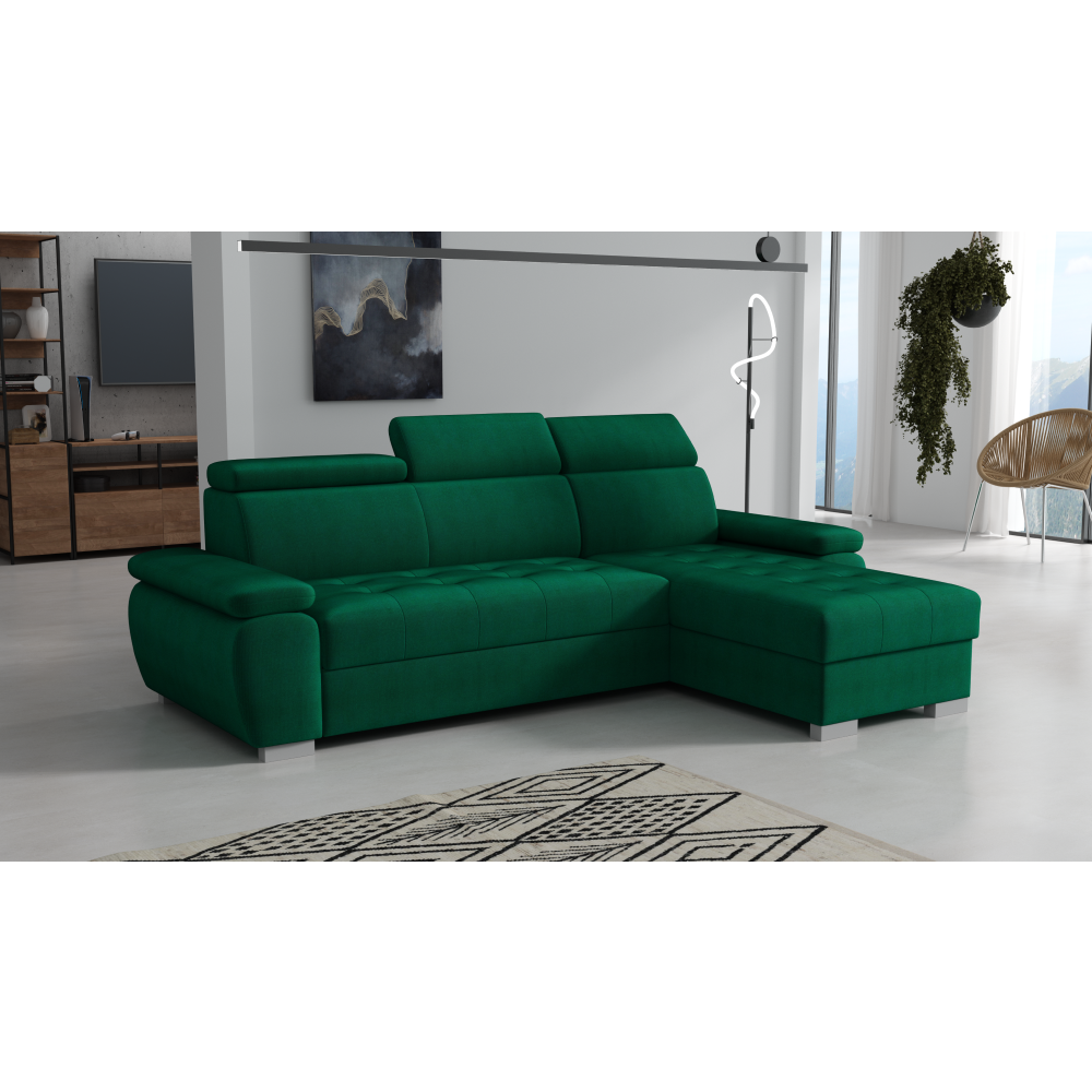 Rohová sedací souprava, zelená, pravá, SEMI ROH