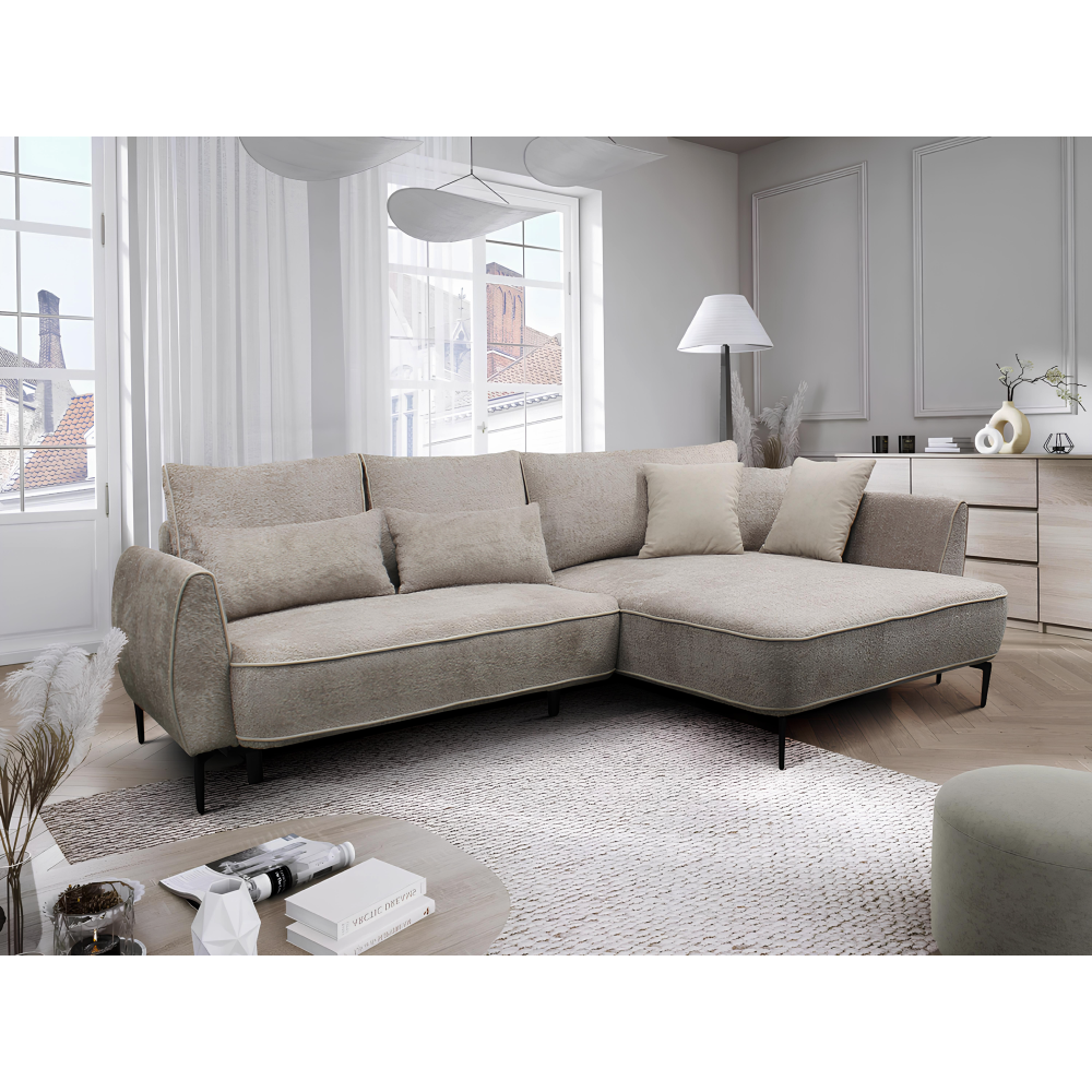 Rohová sedací souprava, šedobéžová Taupe, pravá, MURIEL ROH