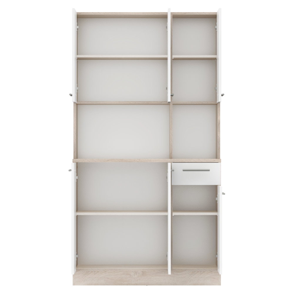 Šestidveřový kredenc, dub sonoma/bílá, PELION NEW