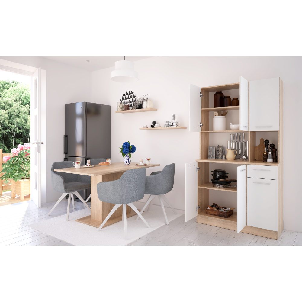 Šestidveřový kredenc, dub sonoma/bílá, PELION NEW