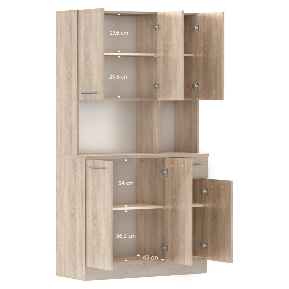 Šestidveřový kredenc, dub sonoma, PELION NEW