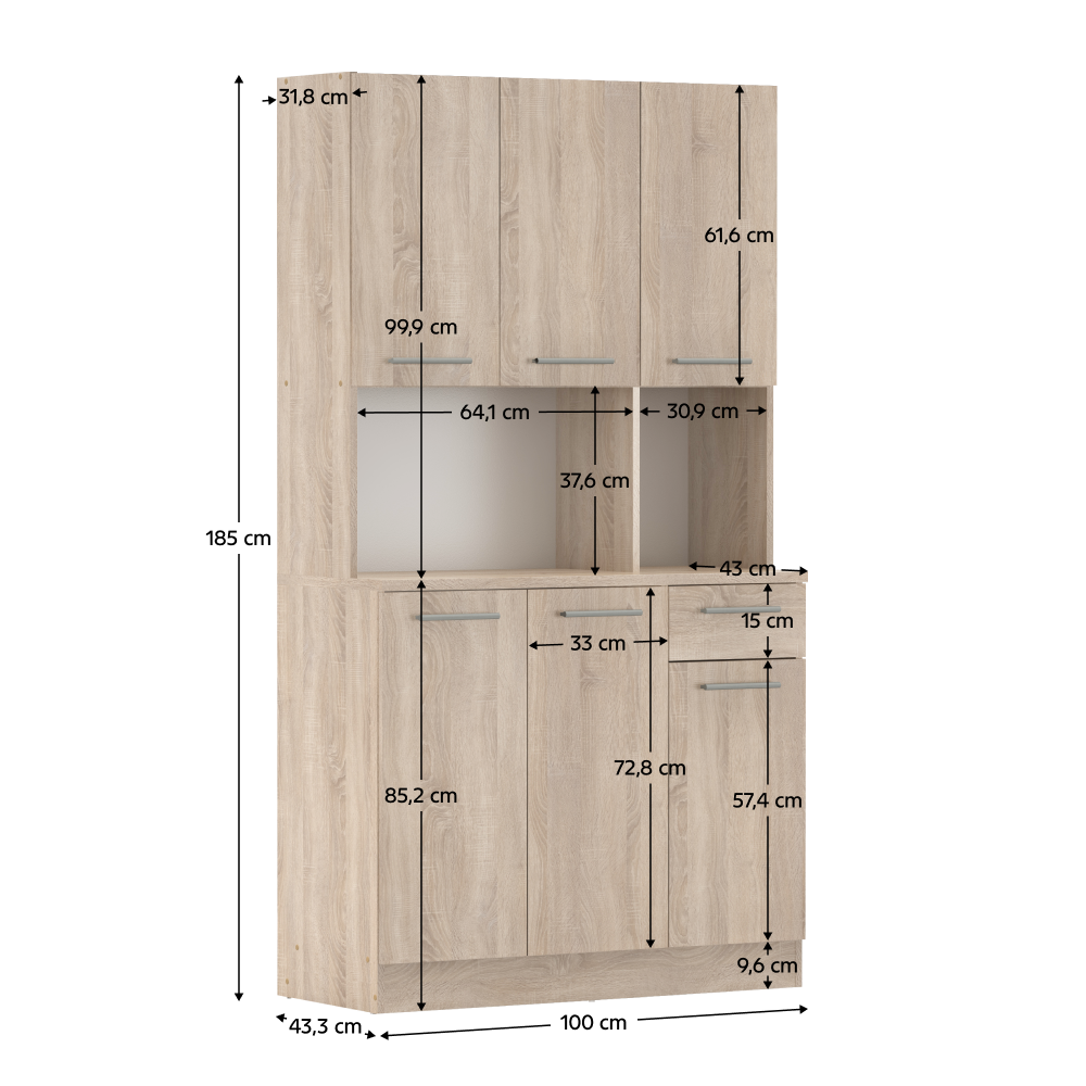 Šestidveřový kredenc, dub sonoma, PELION NEW