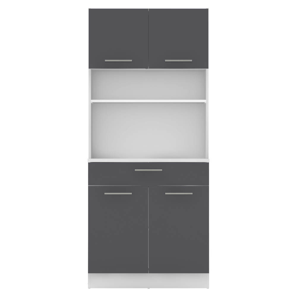 Čtyřdveřový kredenc, bílá/grafit, DOMIS NEW